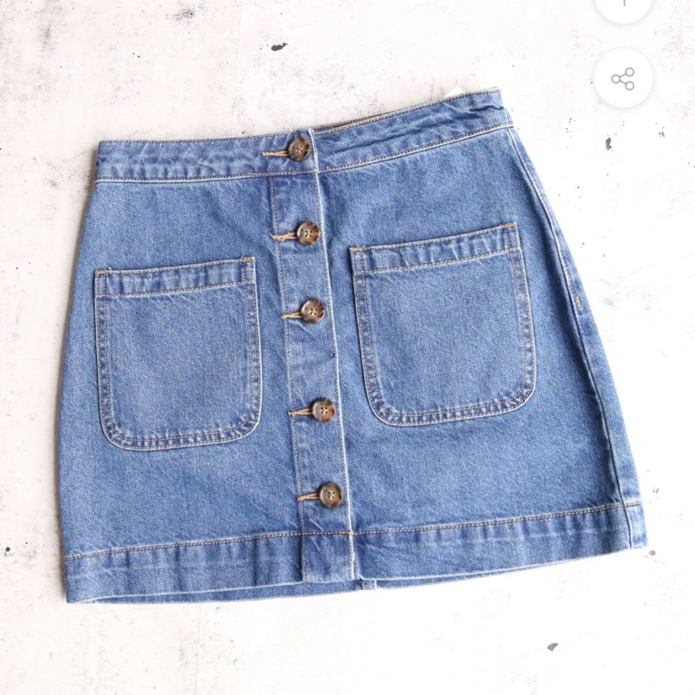 Free People Button Down Denim Skirt